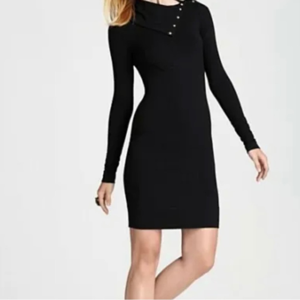 Diane Von Furstenburg Black Asymmetrical Snap Dress